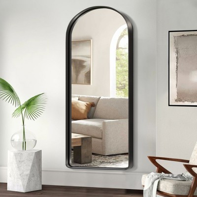 Neutypechic Metal Framed Arched Wall Mirror Full Length Mirror Leaning Mirror Large Mirror - 71"x32",Black | Target