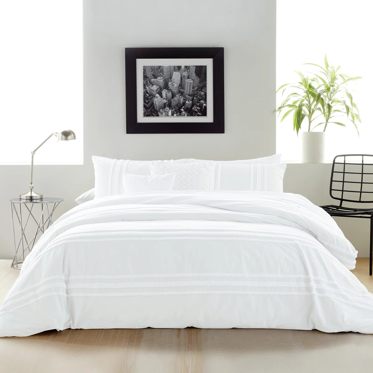 DKNY Chenille Stripe 100% Cotton 3 Piece Comforter Set | Wayfair North America