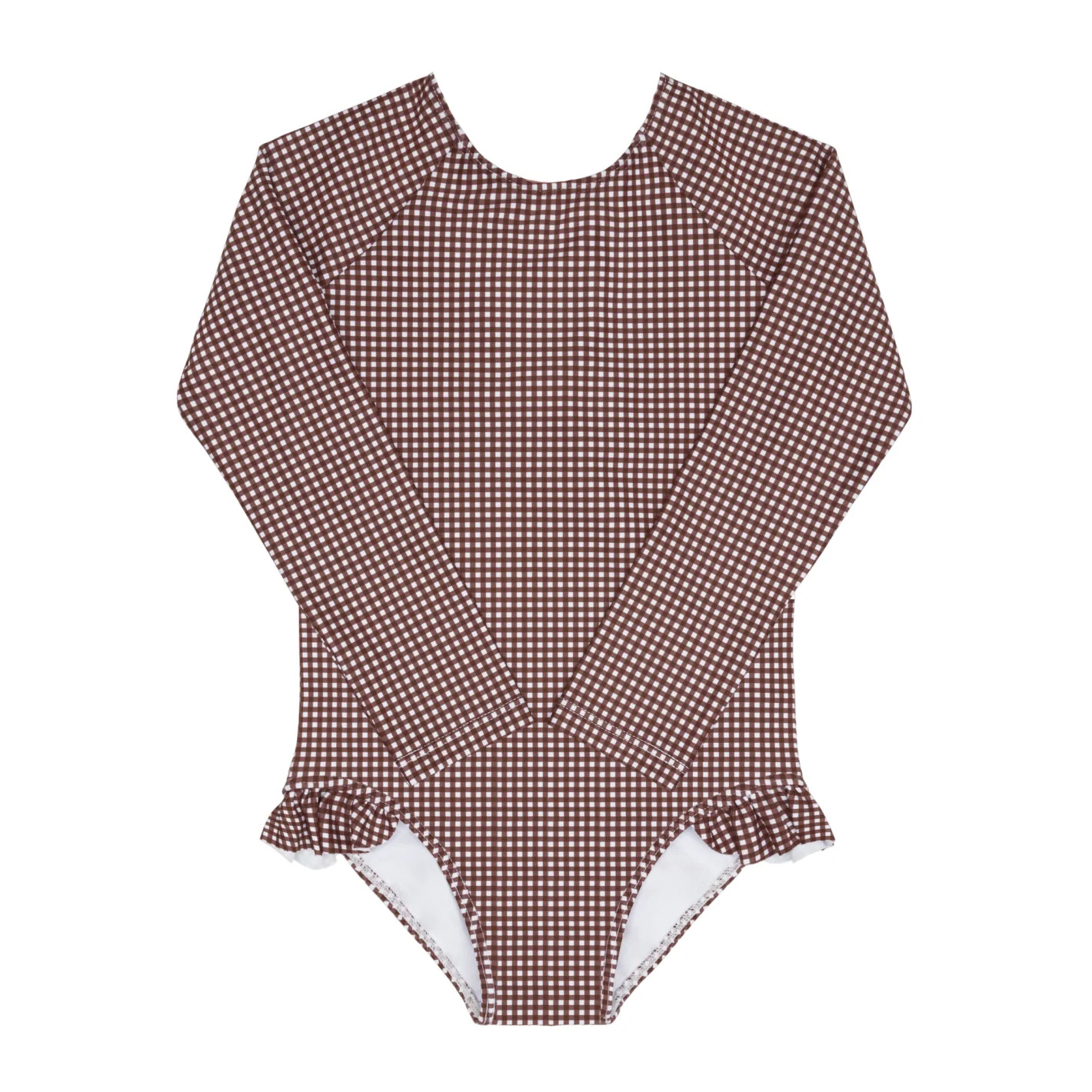 girls cocoa gingham rashguard one piece | Minnow