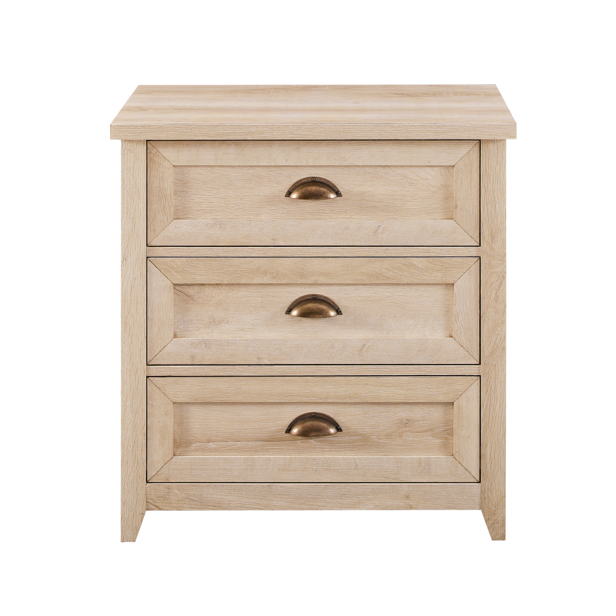 Odette 25" 3 Drawer cup handle Framed Nightstand - White Oak - Walker Edison | Havenly | Havenly