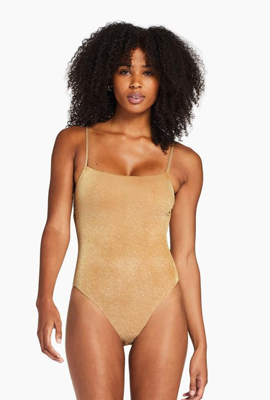 Jenna High Leg One Piece - Golden Glow Metallic | Vitamin A Swim