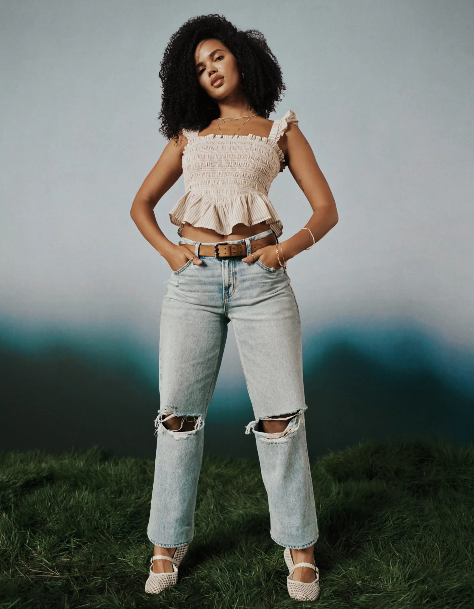 AE Bella Smocked Crop Top | American Eagle Outfitters (US & CA)