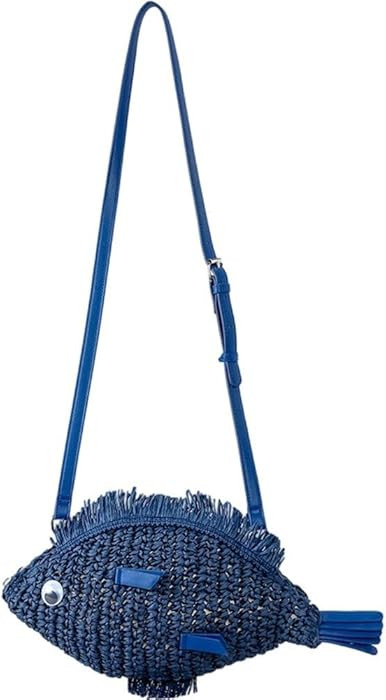Fish Shaped Straw Shoulder Bags Handmade Paper Woven Crossbody Bag Cute Summer Beach Bag Novelty ... | Amazon (US)