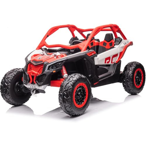 NEWQIDA 24V Ride On Toys for Big Kids 2 Seater Ride on Car with Remote Control Licensed Can Am Maverick UTV Kids Electric Power Vehicles with EVA Tires Wheels 4WD Ride On Truck for Boys Girls, Red | Amazon (US)
