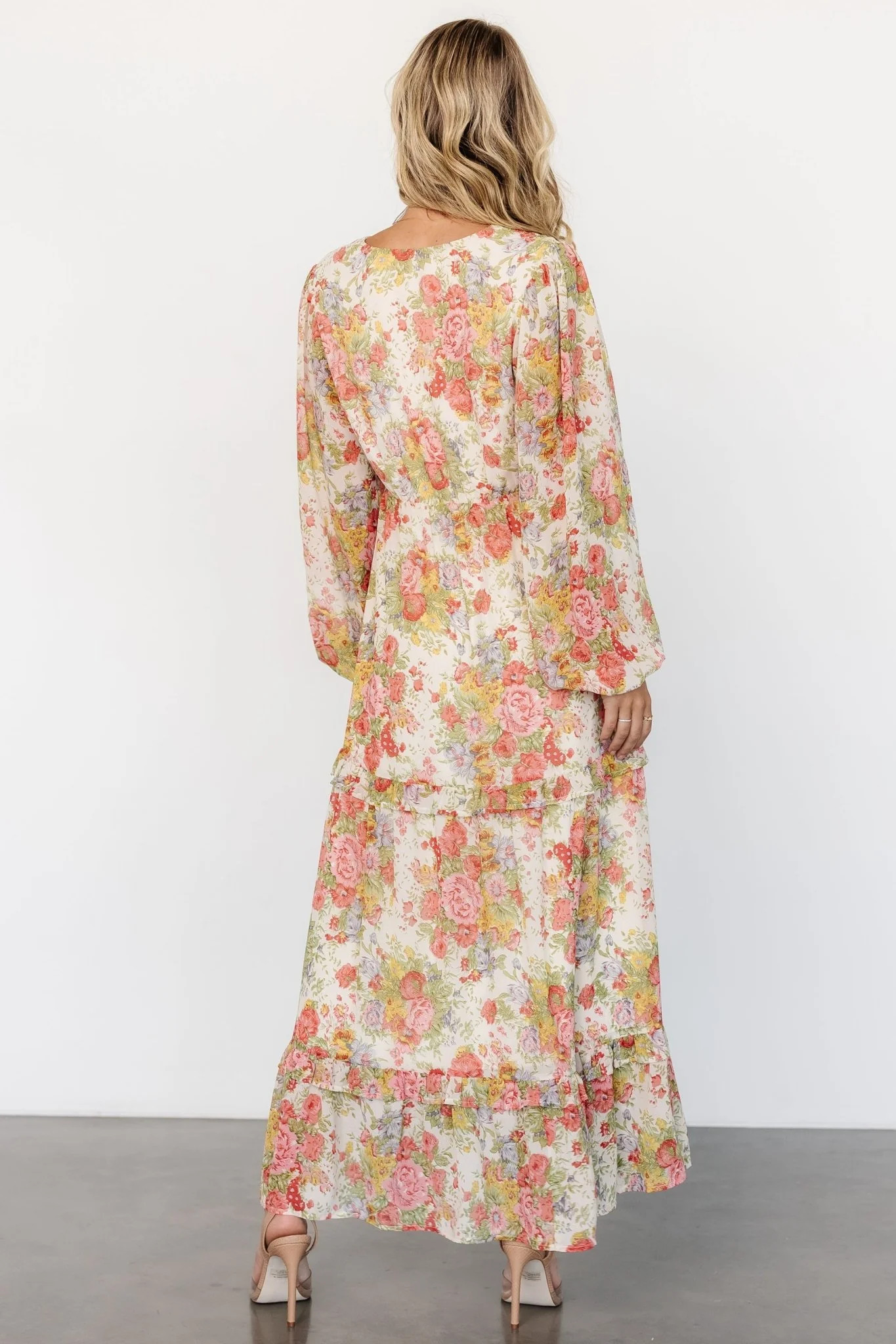 Bowman Deep V Maxi Dress | Cream Multi Floral | Baltic Born