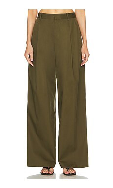 FRAME Pleated Wide Leg Pant in Surplus from Revolve.com | Revolve Clothing (Global)
