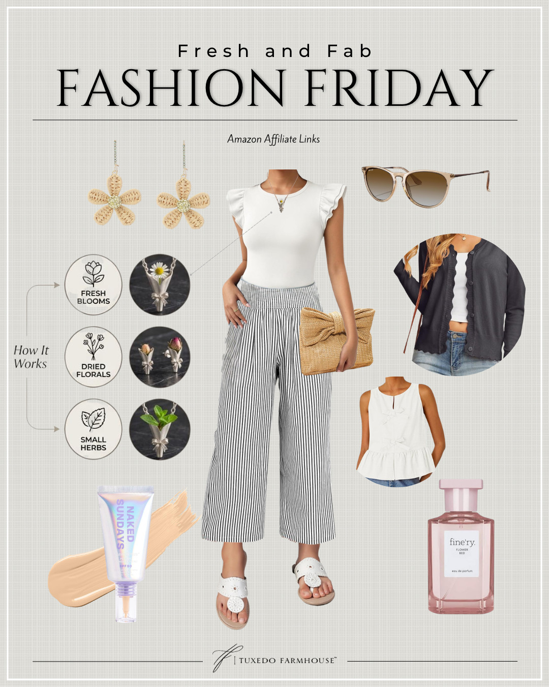 Effortless, polished, and perfect for spring 🤍
This look is all about refined simplicity—clean lines, soft neutrals, and thoughtfully chosen accessories that elevate without overpowering. The textured earrings, tailored top, and easy striped pant create a look that feels both relaxed and put together.
Paired with classic slides, a structured clutch, and understated layers, it’s a versatile outfit you can wear from day to evening with ease.
Everything is linked to shop—timeless pieces you’ll reach for again and again. #LTKStyle #AmazonFinds 

 #LTKSeasonal #LTKSaleAlert #LTKBeauty