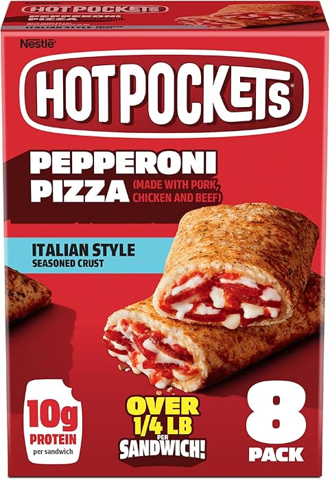Hot Pockets Pepperoni Pizza, Italian-Style Seasoned Crust, Frozen Snacks, 8Pk 36 oz | Amazon (US)