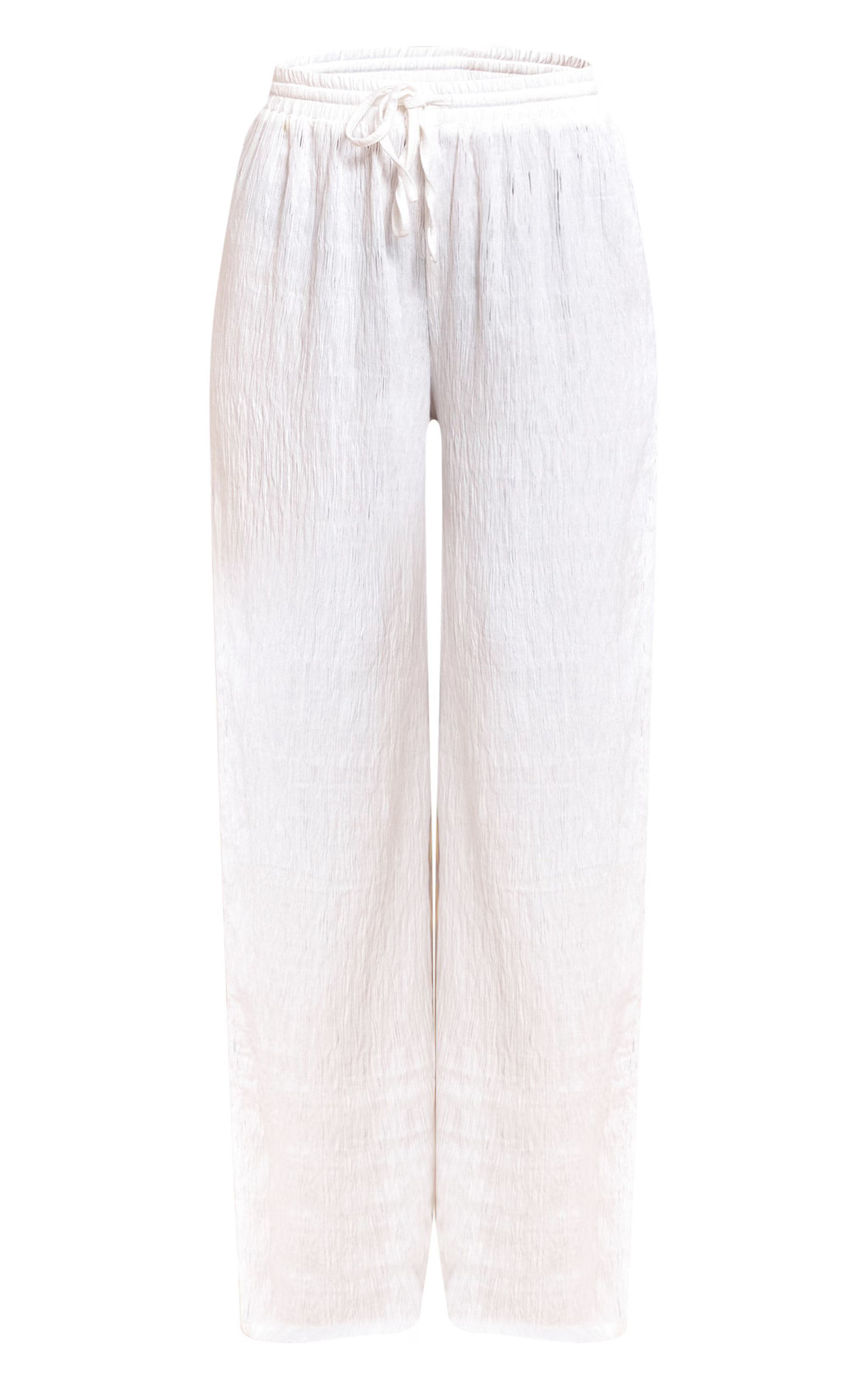 White Textured Woven Drawstring Wide Leg Trousers | Co-ords | PrettyLittleThing UK