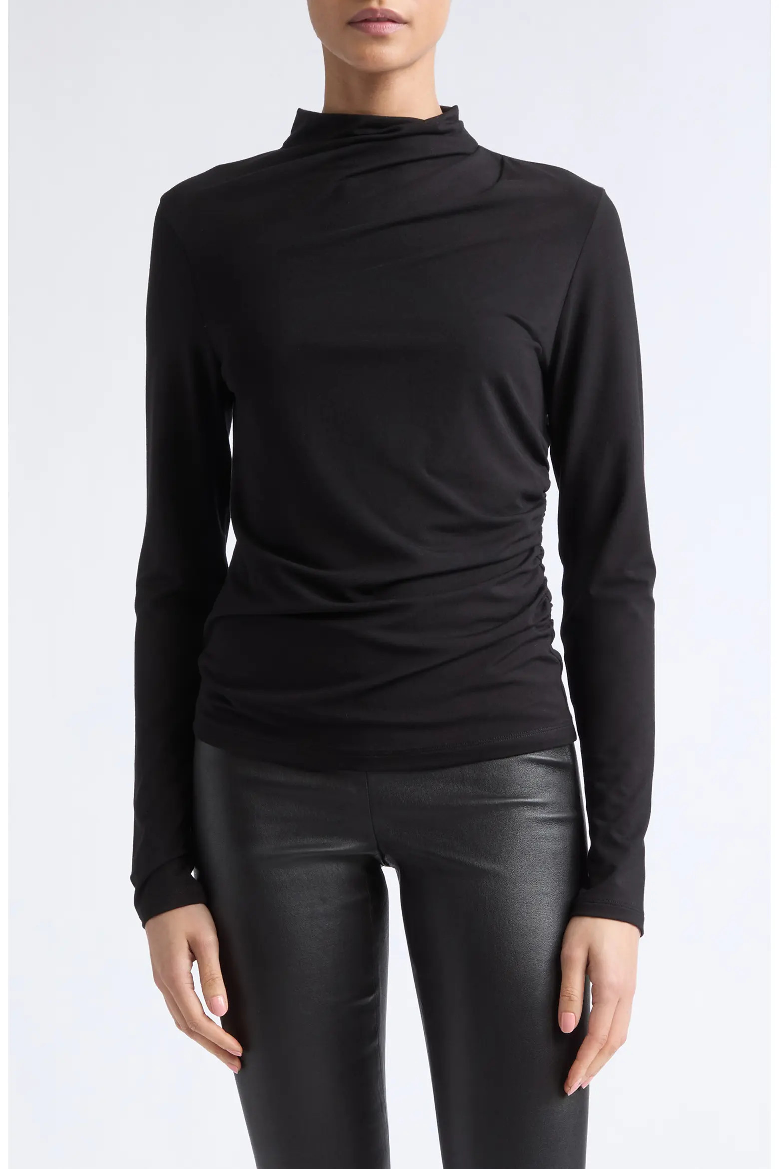 Side Drape Funnel Neck Top (Women) | Nordstrom | Nordstrom