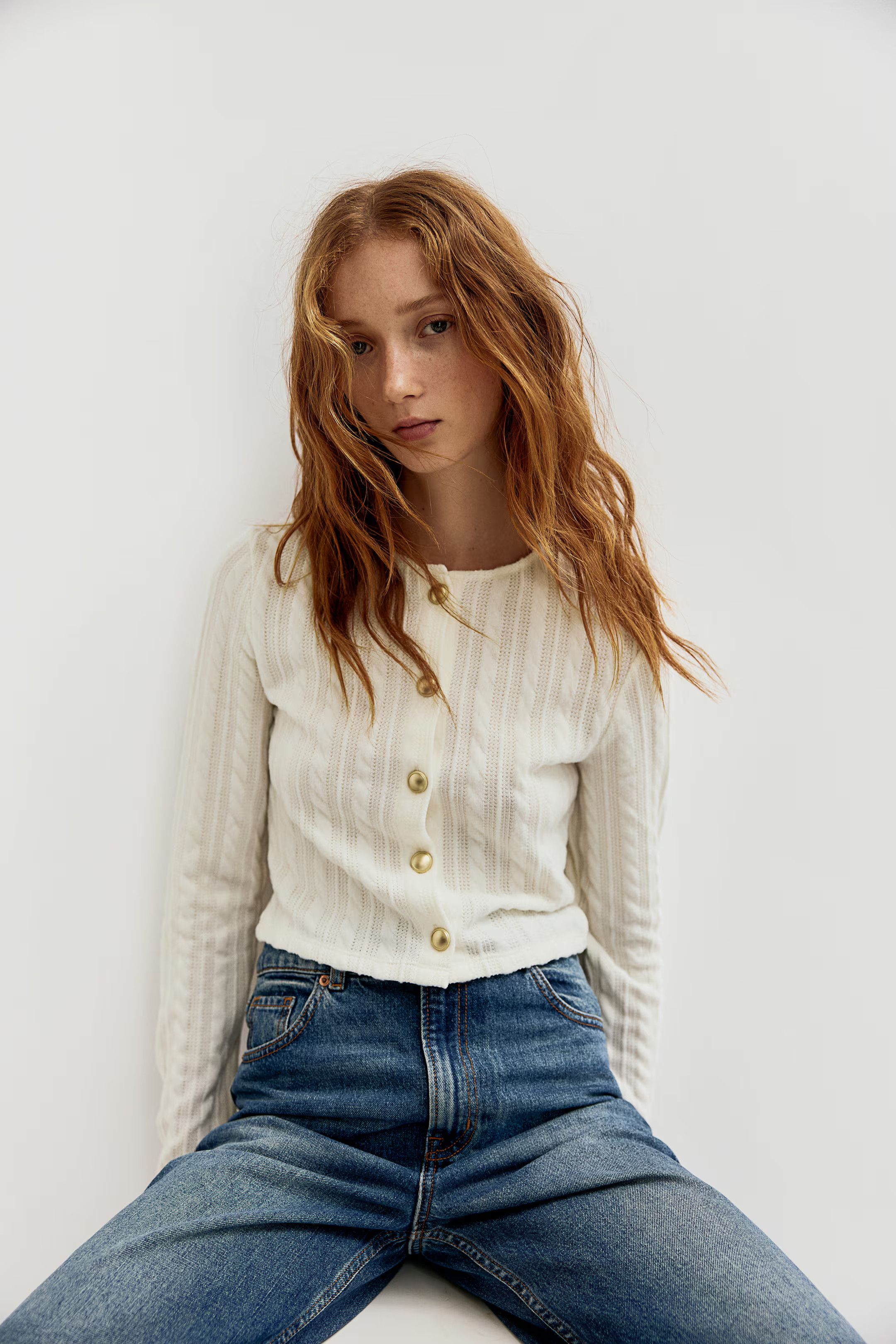 Cable-Knit-Look Cardigan - Cream - Ladies | H&M US | H&M (US + CA)