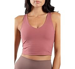 90 Degree By Reflex Womens Seamless Cami Longline Bra - Round Neck Workout Racerback Tank Top | Amazon (US)