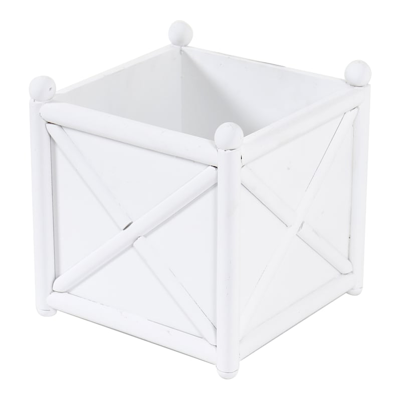 Providence White Wooden Planter, Small | At Home