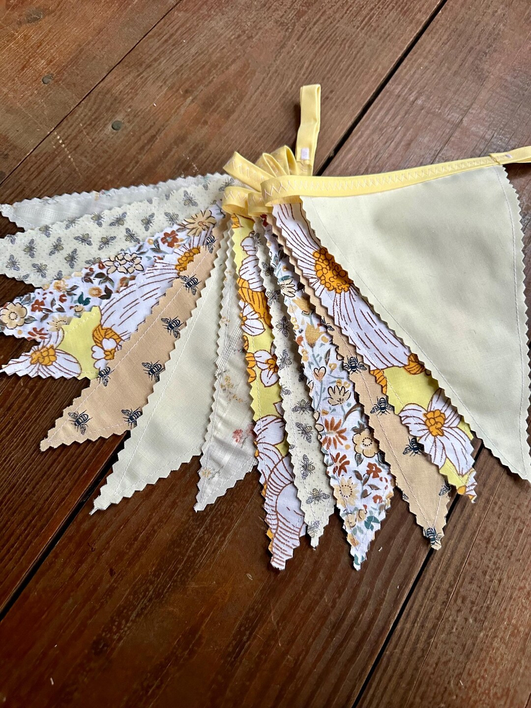 Vintage Floral Banner Cottagecore Bunting Banner Yellows + Cream Banner Bridal Baby Shower Neutra... | Etsy (US)
