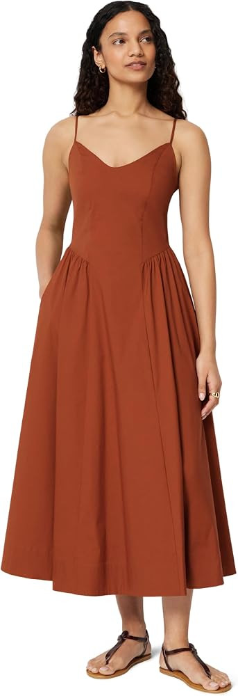 Amazon Essentials Women's Fit & Flare Thin Strap Cotton Poplin Midi Dress | Amazon (US)