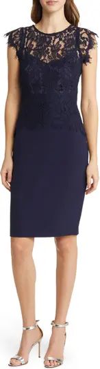 Vince Camuto Lace & Stretch Crepe Sheath Dress | Nordstrom | Nordstrom