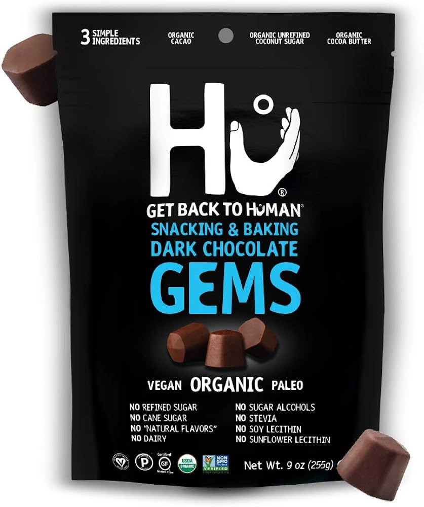 Hu Gems Chocolate Chips Vegan Snacks | 6 Pack, 9oz Each | Organic, Paleo, Dark Chocolate Baking C... | Amazon (US)