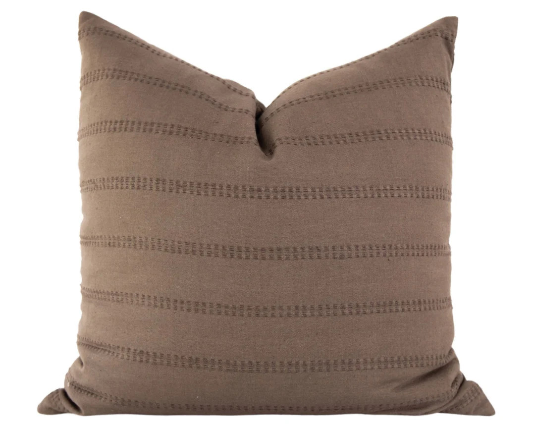 Brown Stripe Linen Throw Pillow Covers Brown Throw Pillow - Etsy | Etsy (US)