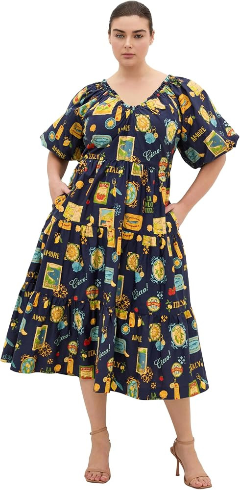 City Chic Plus Size Dress - Fantasy Floral Print V Neck | Amazon (US)