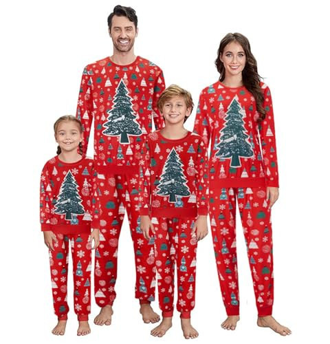 Wobame Christmas Pajamas for Family, Xmas Pajamas Family Christmas Pjs Matching Sets Holiday Nightwear Jammies(!e-1, Kids, 12 Years) | Amazon (US)