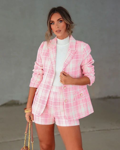 Genevieve Plaid Pocketed Blazer | VICI Collection