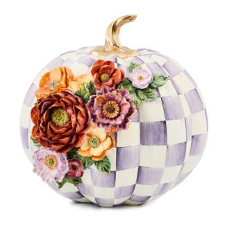 MacKenzie-Childs Violet Check Cascade Floral Pumpkin  | Bloomingdale's Home | Bloomingdale's (US)