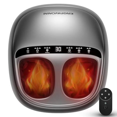 KingPavonini Shiatsu Foot Massager Machine with Heat, 3-Section Massage for Full Feet Deep Kneading & Vibration, Foot Massager for Plantar Fasciitis, UP to Size 13, Gifts for Mom Dad | Amazon (US)