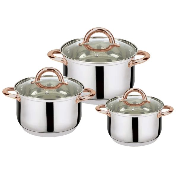 J&V Textiles 6 Piece Stainless Steel Non Stick Cookware Set | Wayfair North America