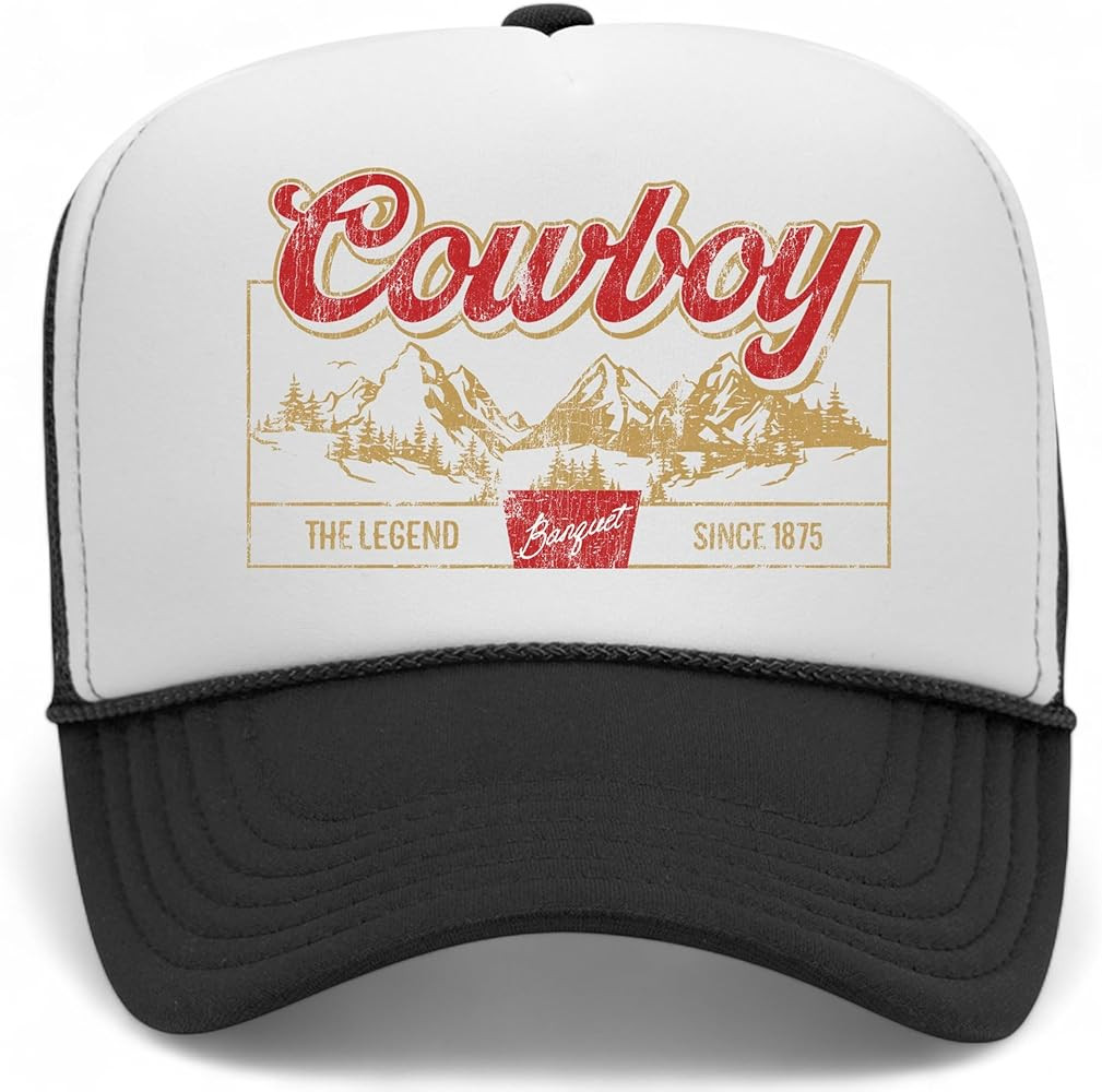 Cowboy The Legend Trucker Hat | Cowgirl Country Western Vintage Beer Banquet | Premium Mesh Snapb... | Amazon (US)