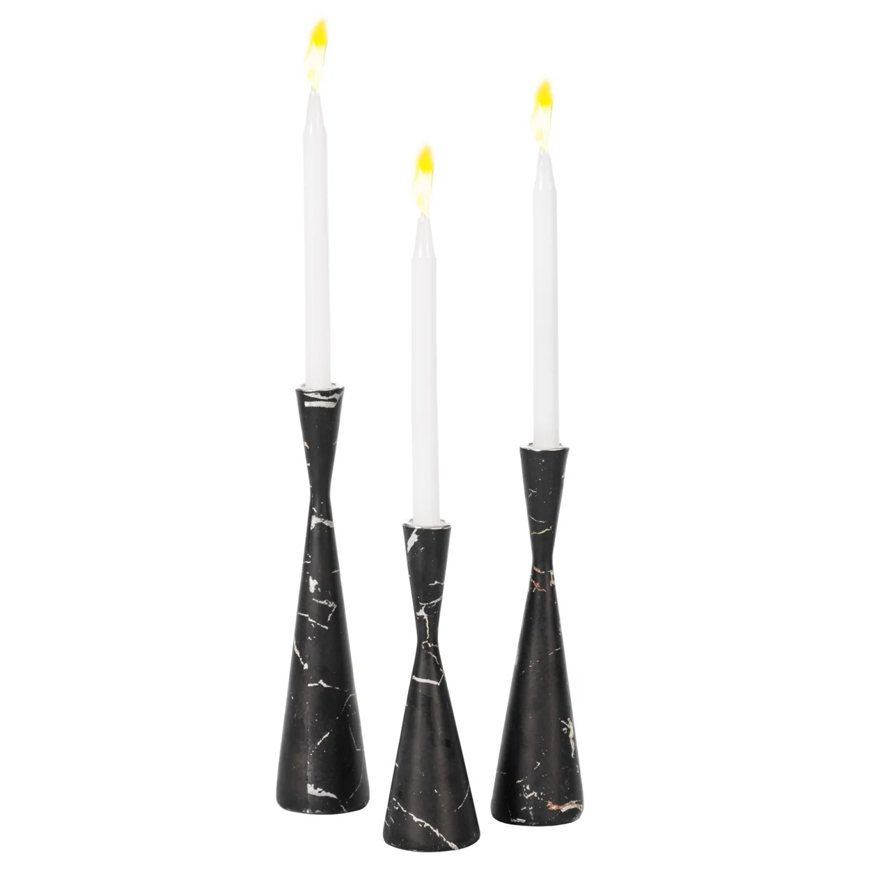 Marble Resin Candle Holders - Set of 3 Exquisite Decorative Taper Candlesticks for Home Decor, El... | Walmart (US)