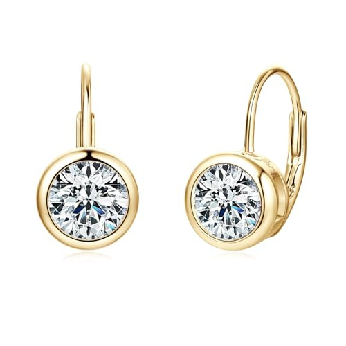 Amazon.com: DYUNQ Moissanite Hoop Earrings, 925 Sterling Silver Hypoallergenic Bezel Set Leverbac... | Amazon (US)