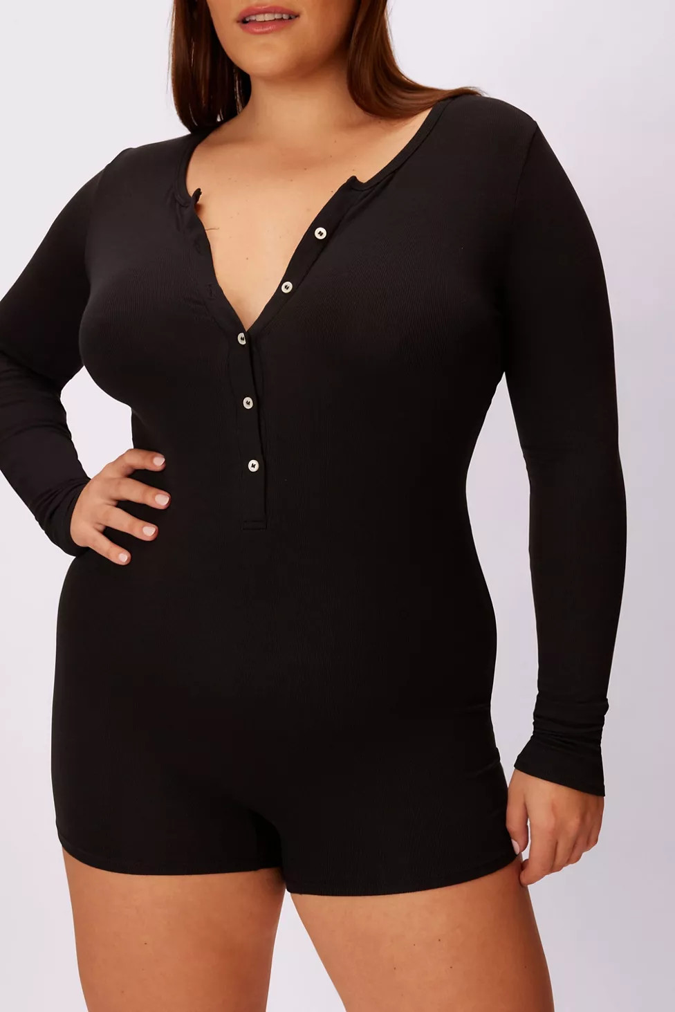 Parade Vintage Rib Longsleeve Playsuit | Urban Outfitters (US and RoW)