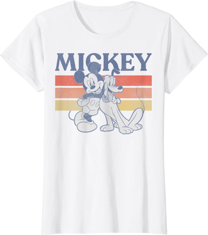 Disney Mickey And Friends Mickey And Pluto Retro Line T-Shirt | Amazon (US)