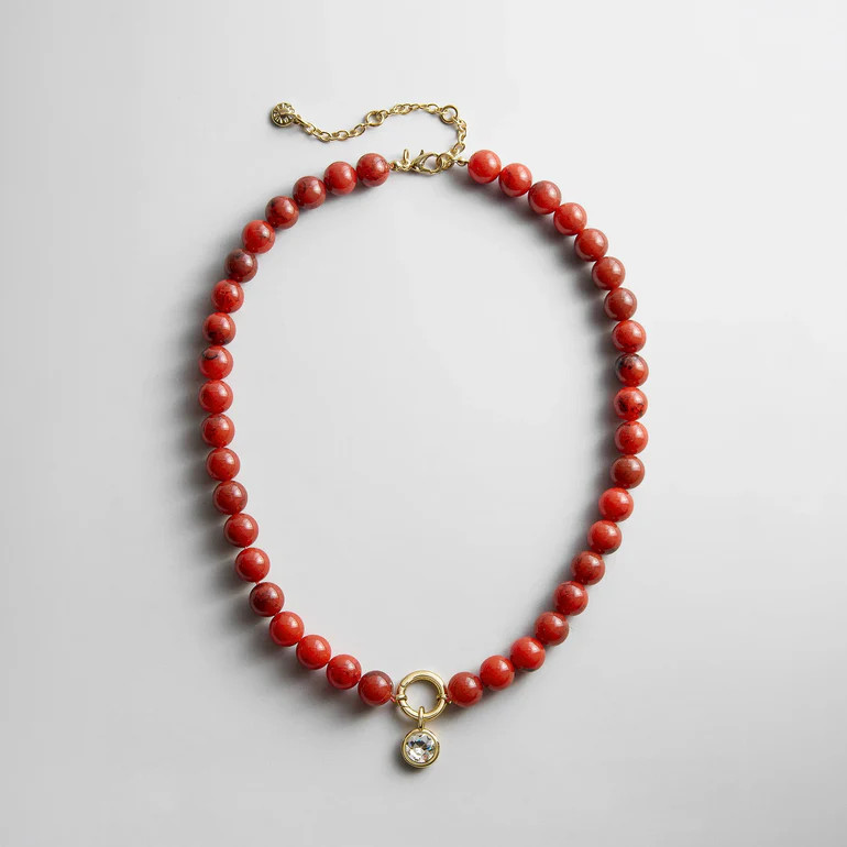 Janette Beaded Ring Necklace - Carnelian | BaubleBar