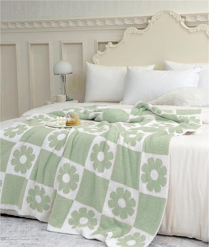 Ultra Soft Cozy Checkered Sunflower Knitted Baby Blanket Fluffy Microfiber Checkerboard Bed Blank... | Amazon (CA)