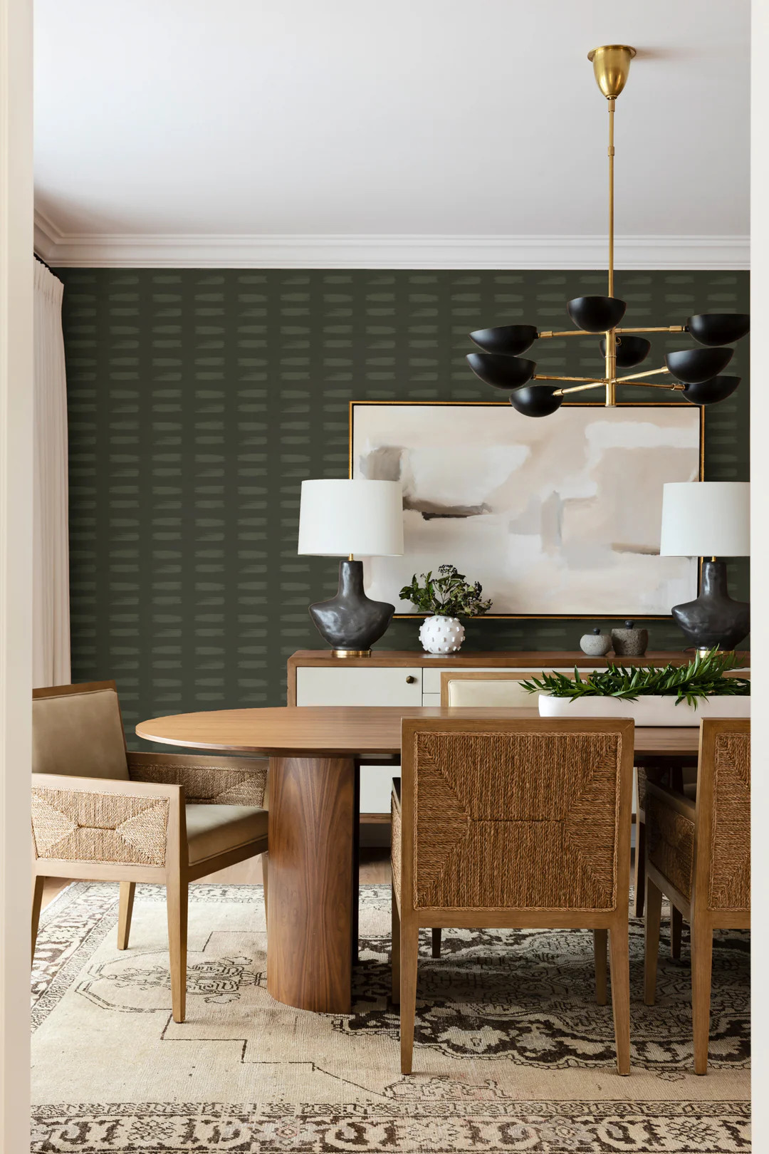 Dashed - Olive Shadow Wallpaper by Mrs. Paranjape | Mitchell Black