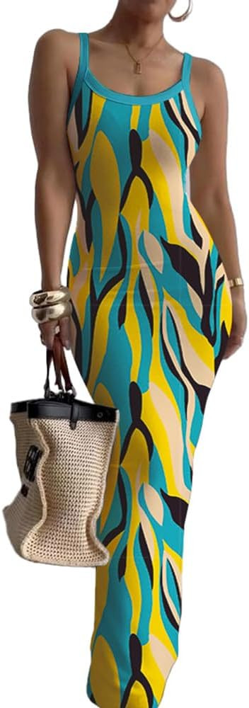 HTD Women Summer Sexy Maxi Bodycon Long Dress Casual Slip Dresses | Amazon (US)