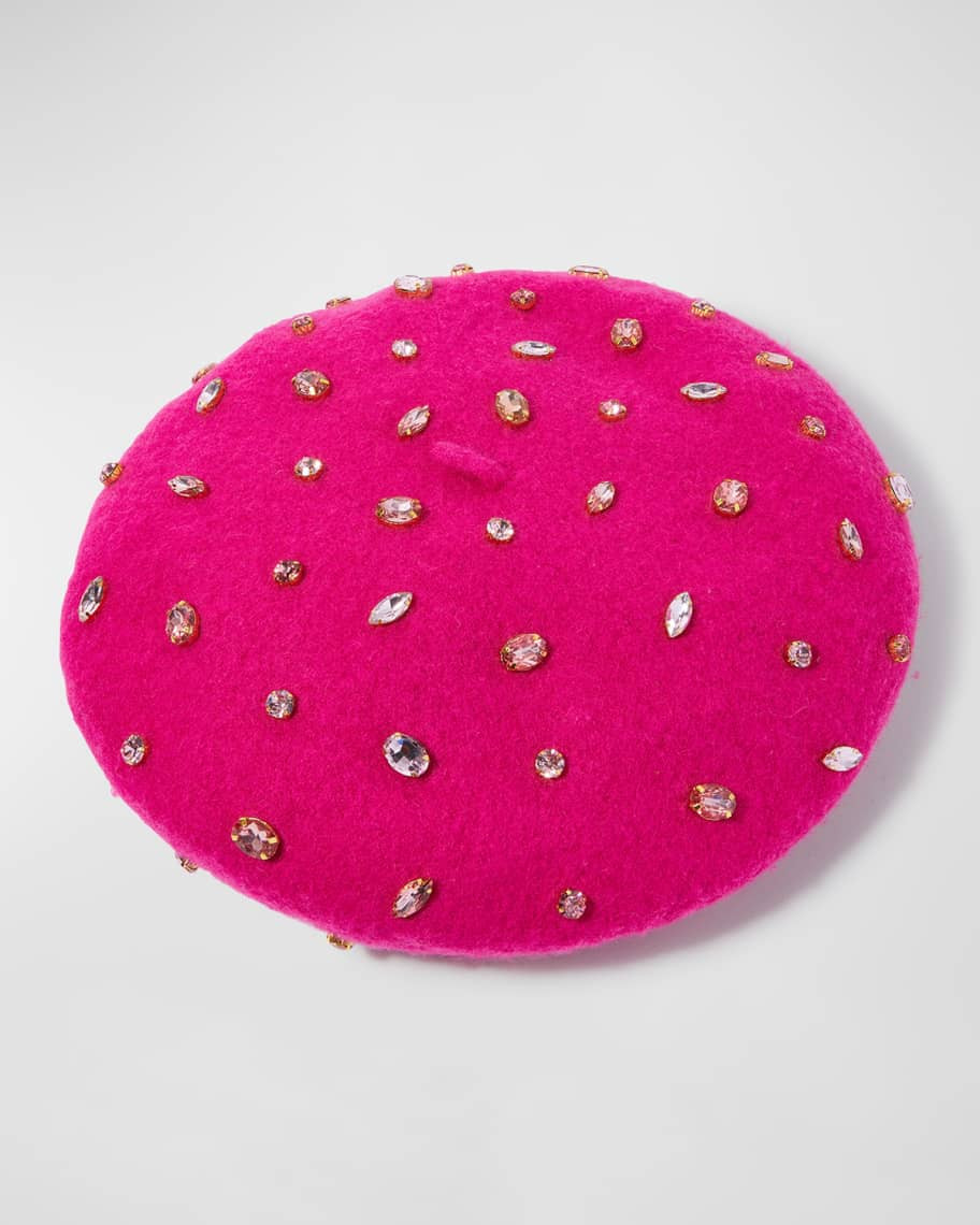 Lele Sadoughi All-Over Embellished Wool Felt Beret | Neiman Marcus