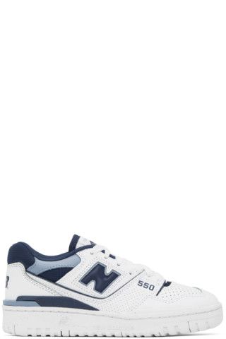 New Balance - White & Blue 550 Sneakers | SSENSE