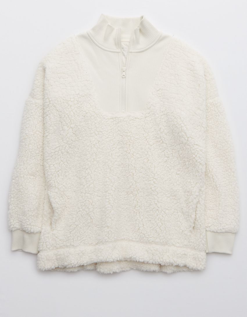 Aerie Dream Sherpa Quarter Zip Sweatshirt | American Eagle Outfitters (US & CA)