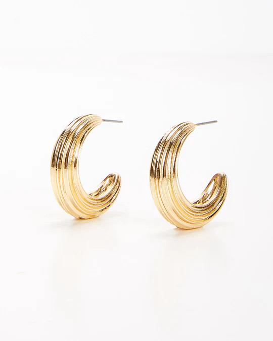 Danielle Textured 14K Gold Hoop Earrings | VICI