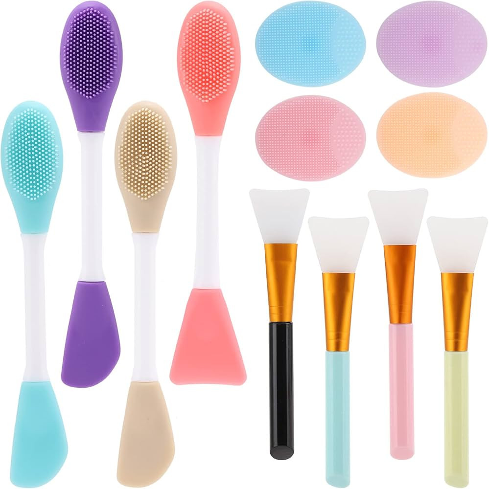 Silicone Facial Mask Applicator, 4 Pcs Face Scrubber, 4 Pcs Face Mask Brush, 4 Pcs 2 in 1 Face Ma... | Amazon (US)