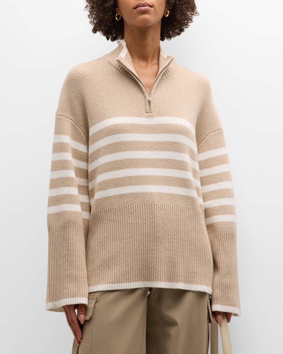 Tessa Striped Zip Sweater | Neiman Marcus