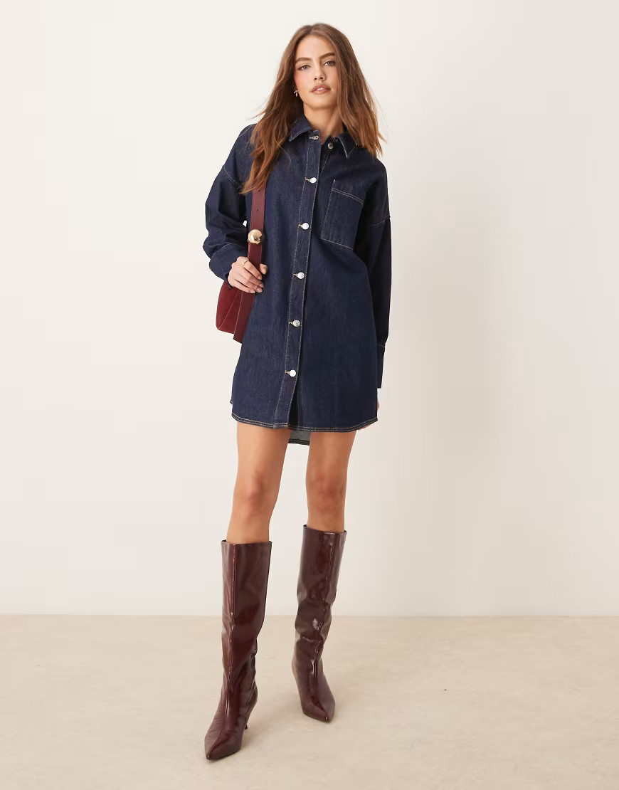 ASOS DESIGN denim shirt dress in indigo-Blue | ASOS (Global)
