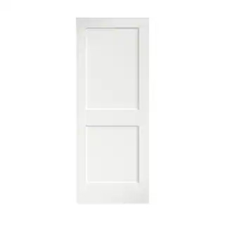 30 in. x 80 in. x 1-3/8 in. Shaker White Primed 2-Panel Solid Core Wood Interior Slab Door | The Home Depot