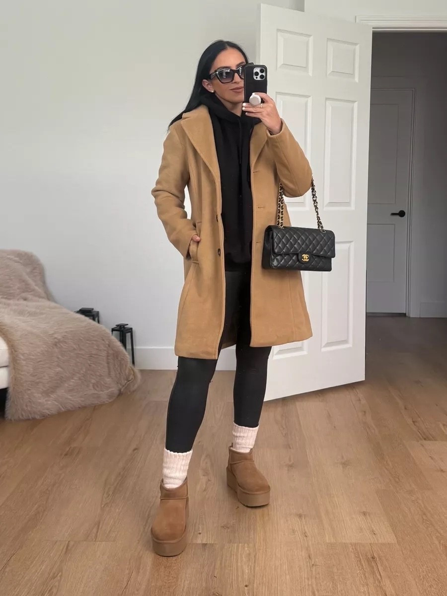 Time and Tru Women's Faux Wool Boyfriend Coat wearing size small.

