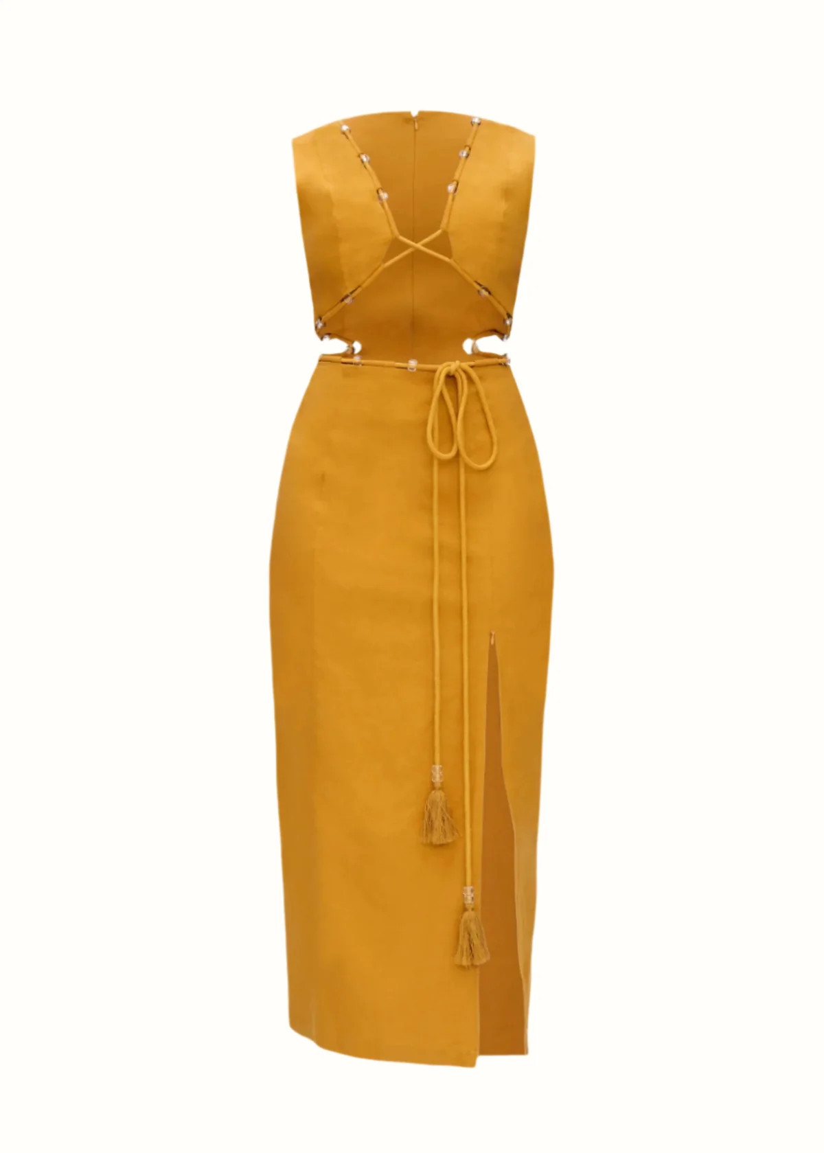 VELA MIDI DRESS - MUSTARD | ANDREA IYAMAH