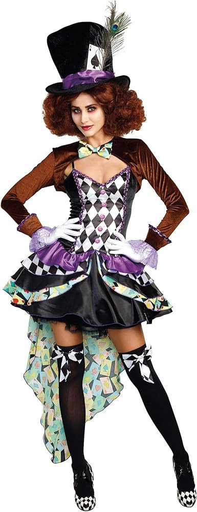 Dreamgirl Adult Mad Hatter Costume for Women, Womens Whimsical Mad Hatter Madness Halloween Costu... | Amazon (US)