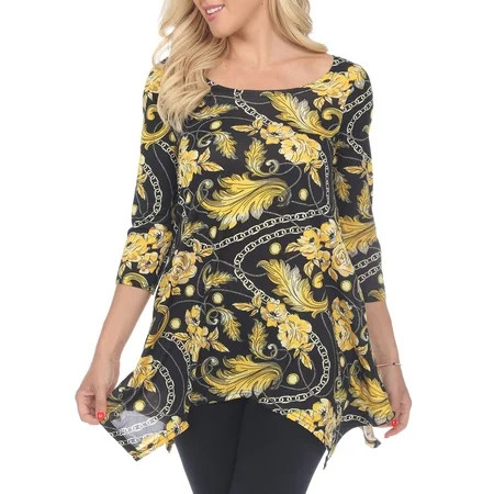 White Mark Women s Floral Chain Printed Tunic Top with Pockets | Walmart (US)