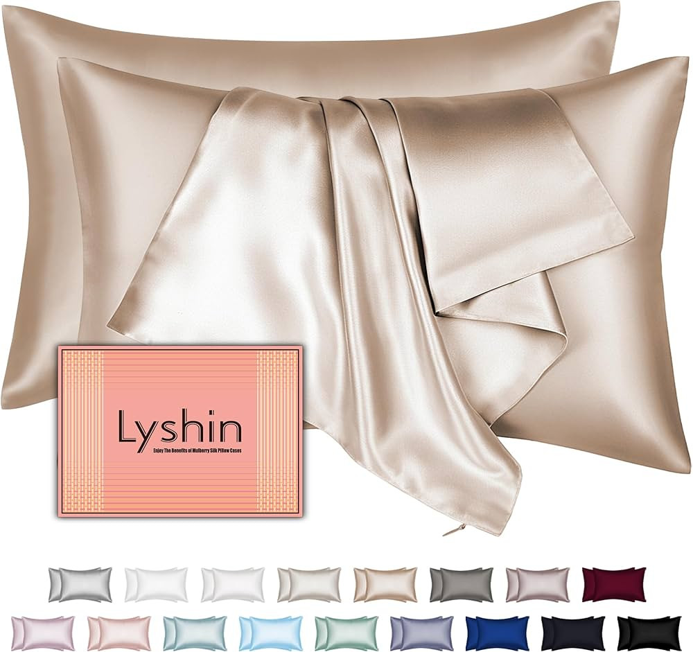 Silk Pillow Cases 2 Pack Standard Size with Hidden Zipper, Mulberry Silk Pillowcase for Hair and ... | Amazon (US)